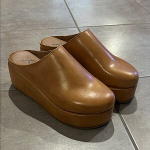 Free People Brown Platform Mules